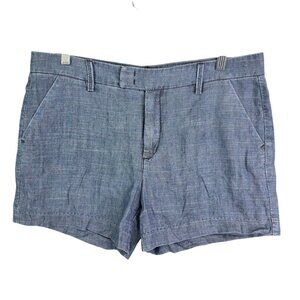 Womens Level 99 Blue Lyocell Linen Blend Shorts Mid Rise 4" Inseam Size 31